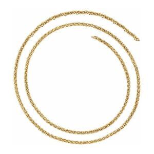 2.4mm 14K Yellow Gold Solid Wheat Chain Necklace, 24 Inch